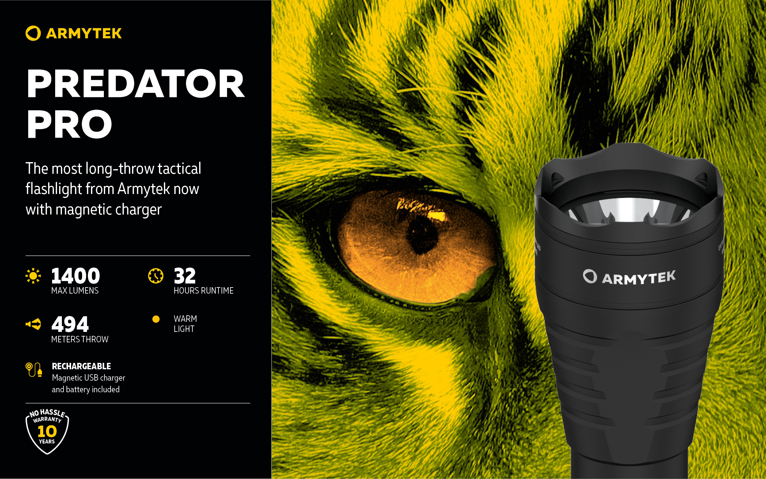 ライト・ランタン Armytek Predator Pro Warm Light Armytek Predator Pro Magnet USB Warm - Tactical Flashlight